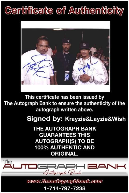Krayzie, Layzie, Wish Bone — Krayzie Layzie Wish Bone Thugs N Harmony signed 8x10 photo W/Cert Autograph 0667, изображение 2