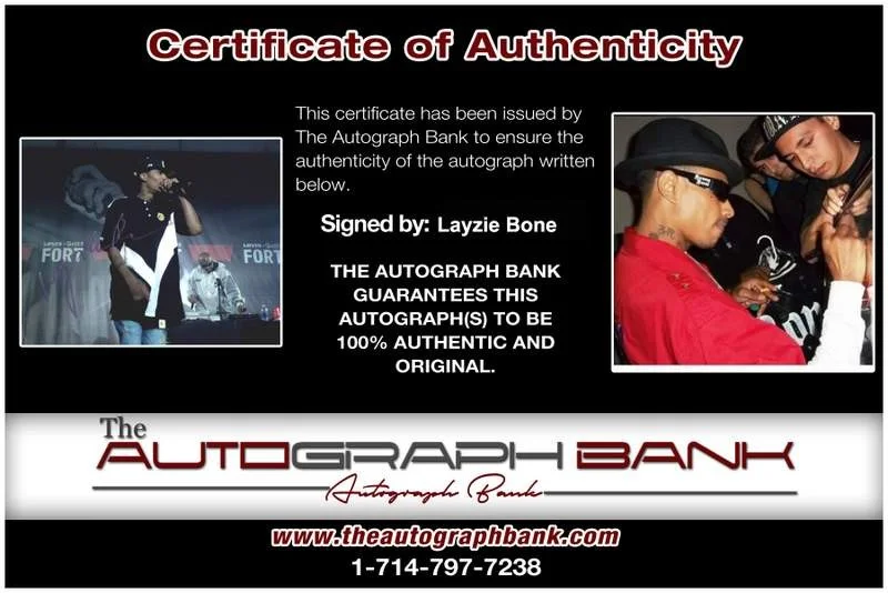 Layzie Bone — Layzie Bone Thugs N Harmony signed rap 8x10 photo W/Cert Autographed (A0835), image 2