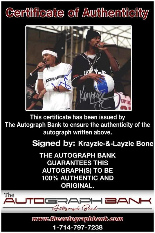 Krayzie, Layzie Bone — Krayzie Layzie Bone Thugs N Harmony signed rap 8x10 photo W/Cert Autograph A0680, image 2