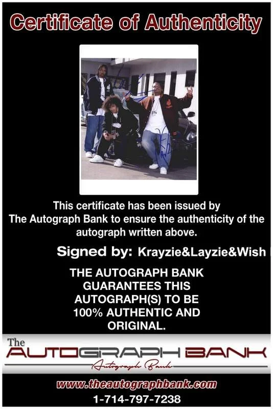 Krayzie, Layzie, Wish Bone — Krayzie Layzie Wish Bone Thugs N Harmony signed 8x10 photo W/Cert Autograph 0671, изображение 2