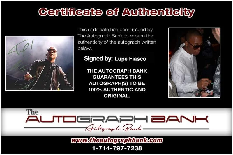 Lupe Fiasco — Lupe Fiasco authentic signed rap 8x10 photo W/Certificate Autographed (A0892), image 2