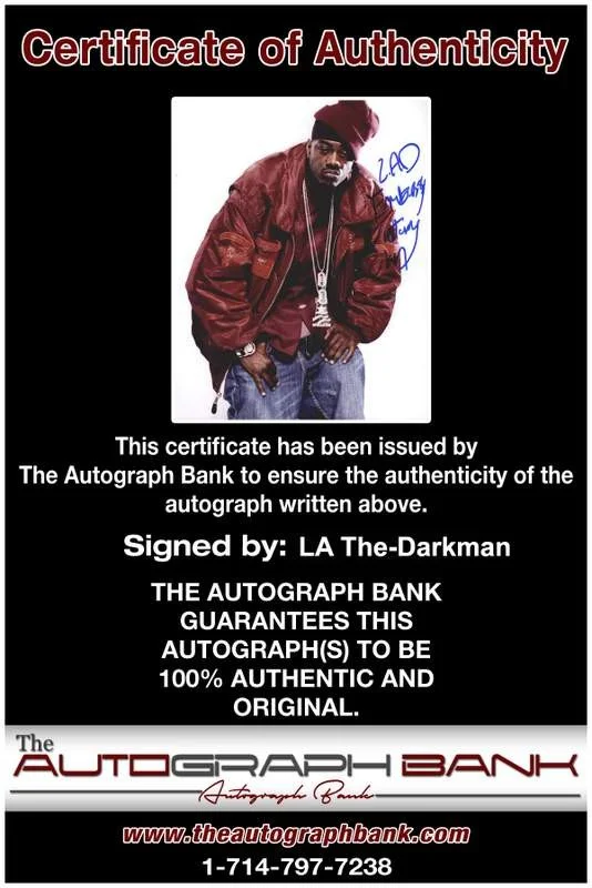 La The Darkman — La The-Darkman authentic signed rap 8x10 photo W/Certificate Autographed (A0778), изображение 2