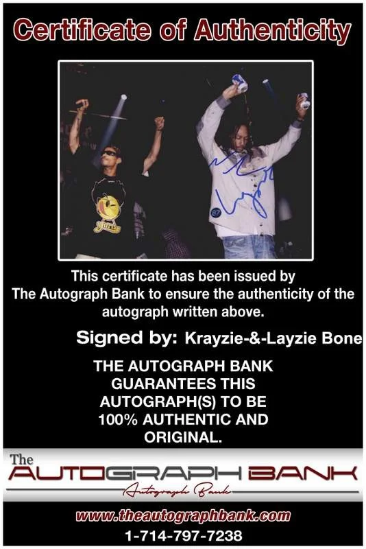 Krayzie, Layzie Bone — Krayzie Layzie Bone Thugs N Harmony signed rap 8x10 photo W/Cert Autograph A0678, image 2