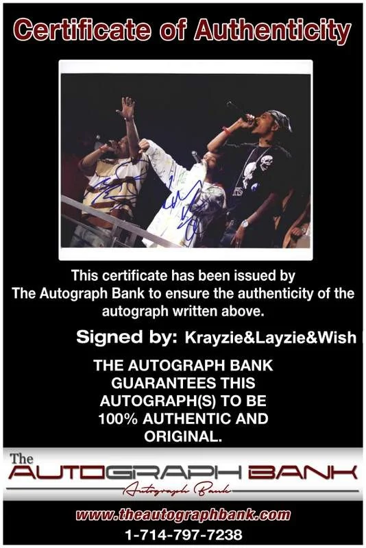 Krayzie, Layzie, Wish Bone — Krayzie Layzie Wish Bone Thugs N Harmony signed 8x10 photo W/Cert Autograph 0675, image 2