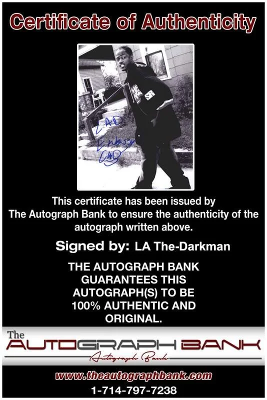 La The Darkman — La The-Darkman authentic signed rap 8x10 photo W/Certificate Autographed (A0776), изображение 2
