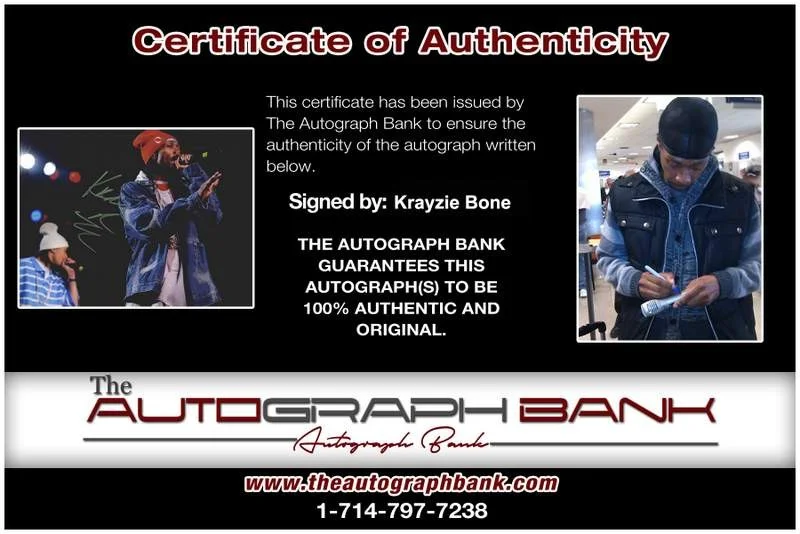 Krayzie Bone — Thugs N Harmony Krayzie Bone signed rap 8x10 photo W/Cert Autographed (A0745), image 2