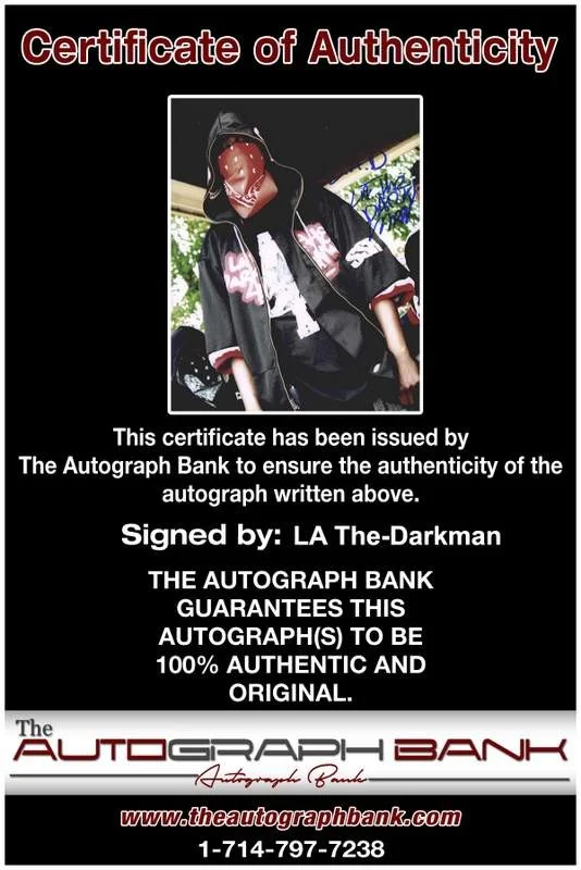 La The Darkman — La The-Darkman authentic signed rap 8x10 photo W/Certificate Autographed (A0782), изображение 2