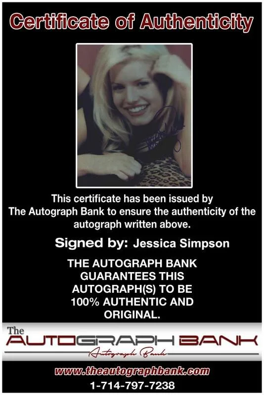 Jessica Simpson — Jessica Simpson authentic signed rap 8x10 photo W/Certificate Autographed (0628), изображение 2