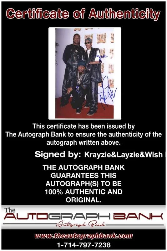 Krayzie, Layzie, Wish Bone — Krayzie Layzie Wish Bone Thugs N Harmony signed 8x10 photo W/Cert Autograph 0659, изображение 2