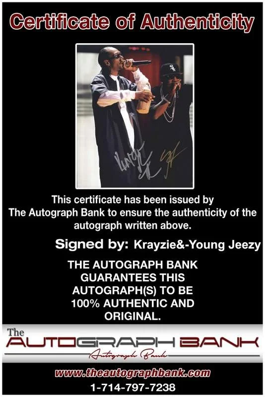 Krayzie Bone, Young Jeezy — Krayzie Bone Young Jeezy signed rap 8x10 photo W/Certificate Autographed (A0683), изображение 2