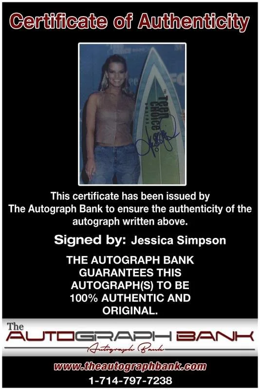 Jessica Simpson — Jessica Simpson authentic signed rap 8x10 photo W/Certificate Autographed (0625), изображение 2