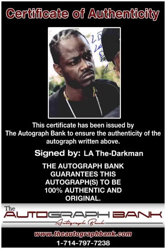 La The Darkman — La The-Darkman authentic signed rap 8x10 photo W/Certificate Autographed (A0784), изображение 2