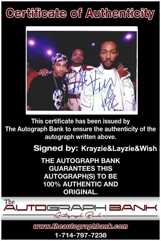 Krayzie, Layzie, Wish Bone — Krayzie Layzie Wish Bone Thugs N Harmony signed 8x10 photo W/Cert Autograph 0658, изображение 2