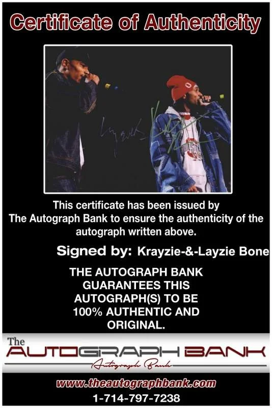 Krayzie, Layzie Bone — Krayzie Layzie Bone Thugs N Harmony signed rap 8x10 photo W/Cert Autograph A0679, image 2