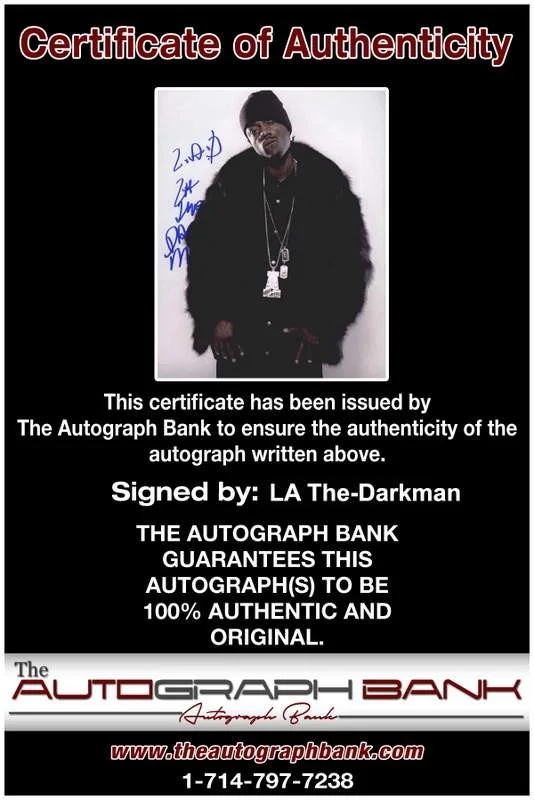 La The Darkman — La The-Darkman authentic signed rap 8x10 photo W/Certificate Autographed (A0777), изображение 2