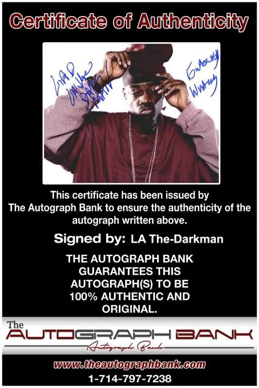 La The Darkman — La The-Darkman authentic signed rap 8x10 photo W/Certificate Autographed (A0775), image 2