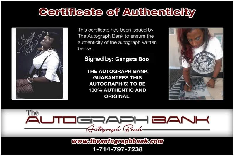 Gangsta Boo — Three Six Mafia Gangsta Boo signed rap 8x10 photo W/Certificate Autographed 0452, изображение 2