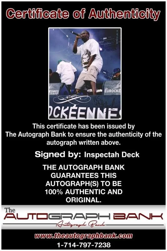 Inspectah Deck — Wu Tang Clan Inspectah Deck signed rap 8x10 photo W/Cert Autographed (A0561), изображение 2