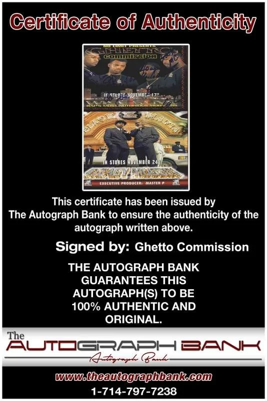 Ghetto Commission — No Limit Records Ghetto Commission signed 8x10 magazine page W/Cert Autograph A1, image 2