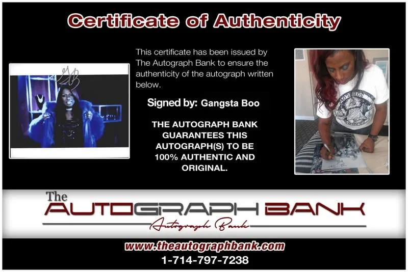 Gangsta Boo — Three Six Mafia Gangsta Boo signed rap 8x10 photo W/Certificate Autographed 0457, image 2