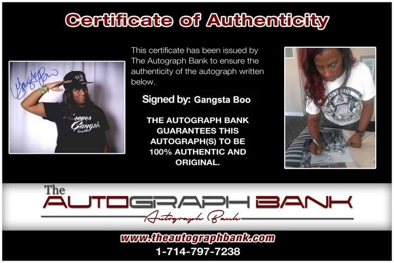 Gangsta Boo — Three Six Mafia Gangsta Boo signed rap 8x10 photo W/Certificate Autographed 0447, image 2