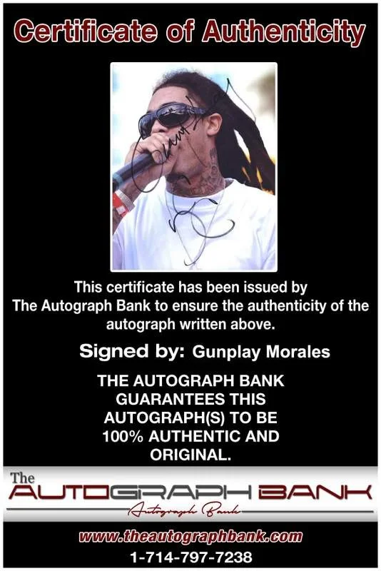 Gunplay — Gunplay Morales authentic signed rap 8x10 photo W/Certificate Autographed A0500, image 2