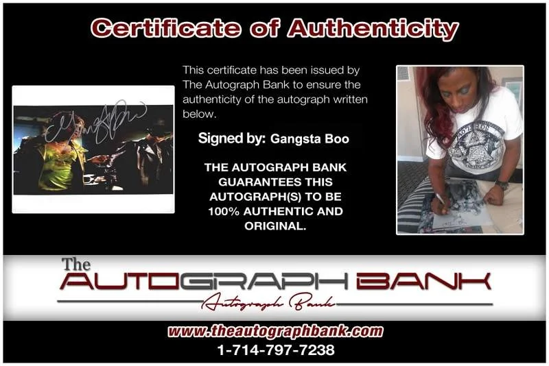 Gangsta Boo — Three Six Mafia Gangsta Boo signed rap 8x10 photo W/Certificate Autographed 0439, image 2