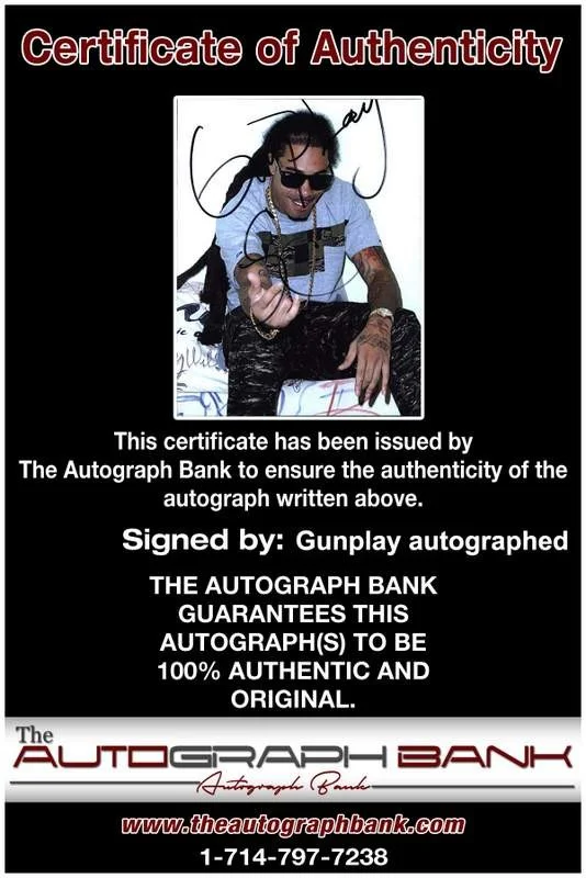 Gunplay — Gunplay Gun-Play authentic signed rap 8x10 photo W/Certificate Autographed A0498, изображение 2