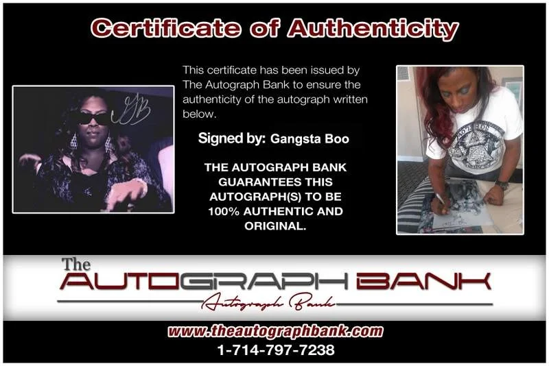 Gangsta Boo — Three Six Mafia Gangsta Boo signed rap 8x10 photo W/Certificate Autographed 0469, image 2