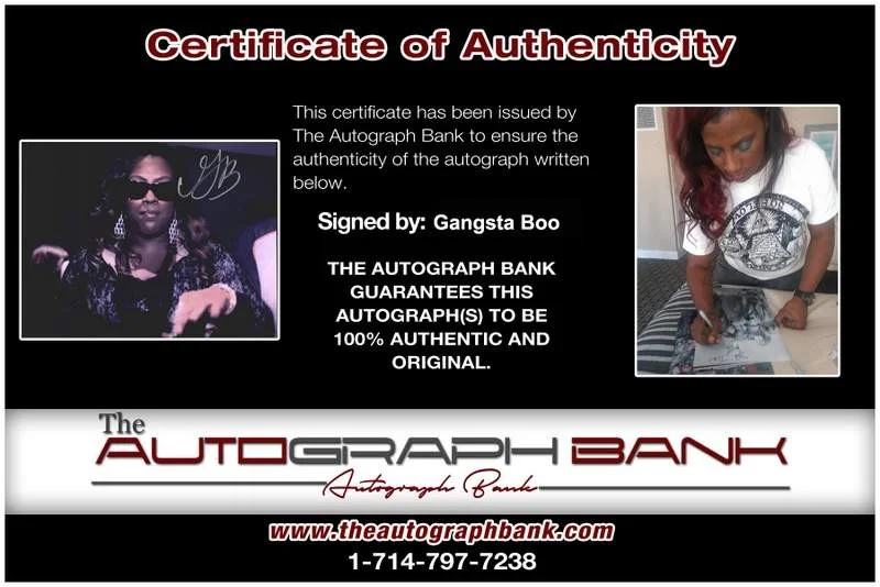 Gangsta Boo — Three Six Mafia Gangsta Boo signed rap 8x10 photo W/Certificate Autographed 0443, image 2