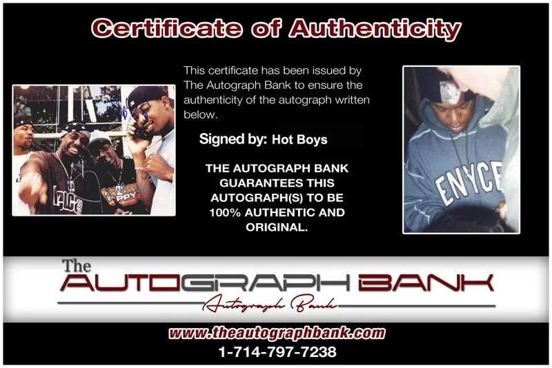Hot Boys — Turk Lil Wayne Juvenile BG signed rap 8x10 photo W/Certificate Autographed A0537, изображение 2