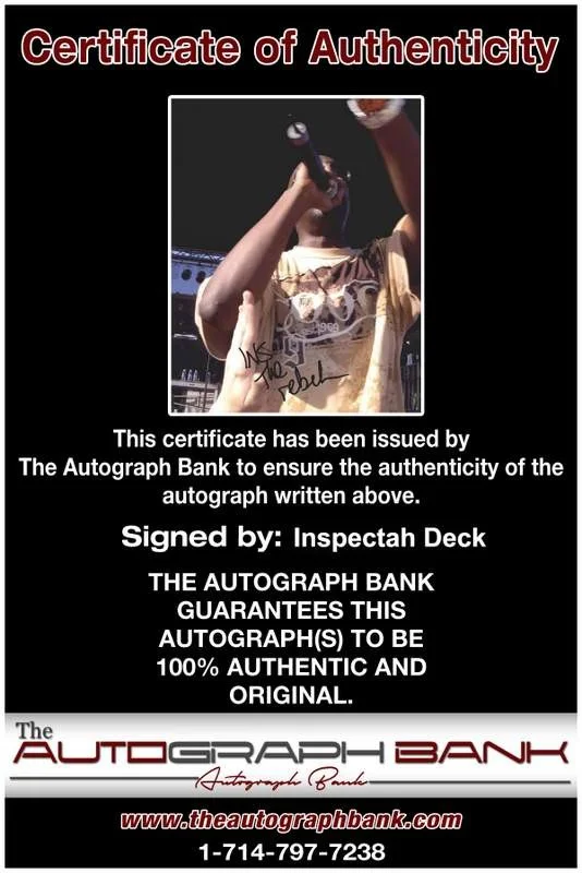 Inspectah Deck — Wu Tang Clan Inspectah Deck signed rap 8x10 photo W/Cert Autographed (A0565), image 2