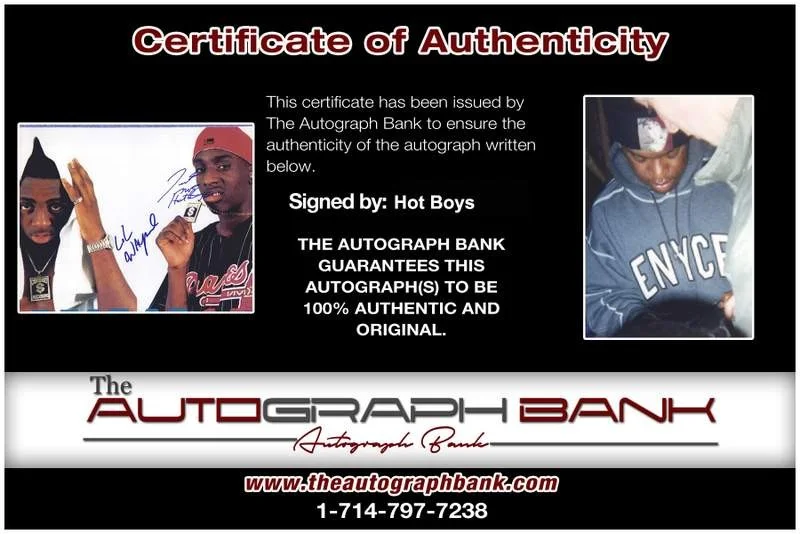 Hot Boys — Hot Boys Lil Wayne Young Turk signed rap 8x10 photo W/Certificate Autograph 0545, image 2