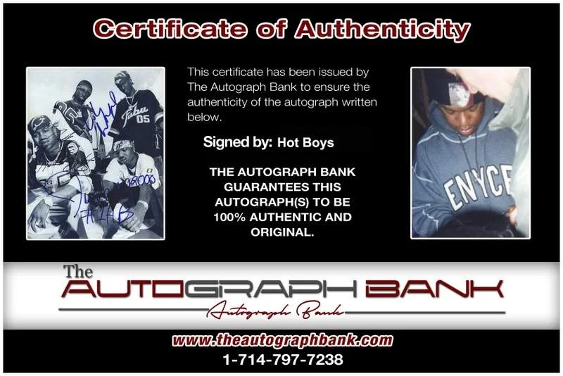 Hot Boys — Hot Boys Turk Lil Wayne Juvenile signed rap 8x10 photo W/Cert Autographed A0546, image 2