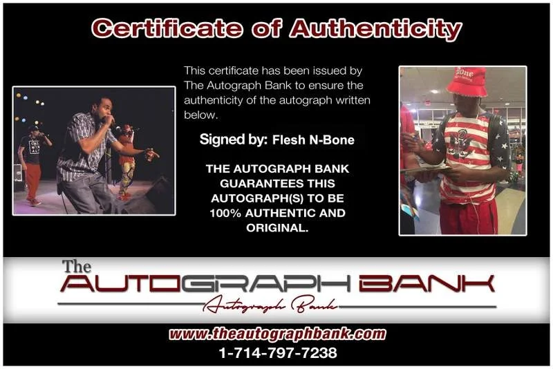 Flesh-N-Bone — BTNH Bone Thugs N Harmony Flesh signed rap 8x10 photo W/Cert Autograph (A0363), изображение 2