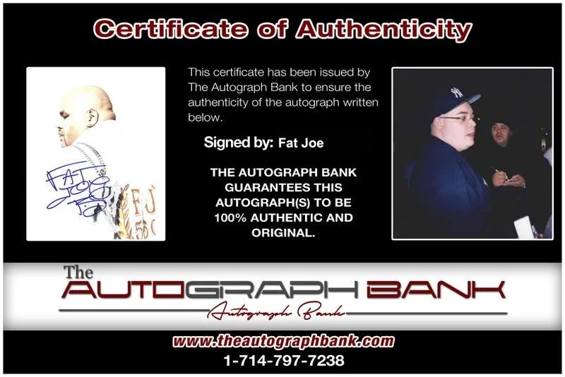 Fat Joe — Terror Squad Fat Joe signed rap 8x10 photo W/Certificate Autographed (A0331), изображение 2