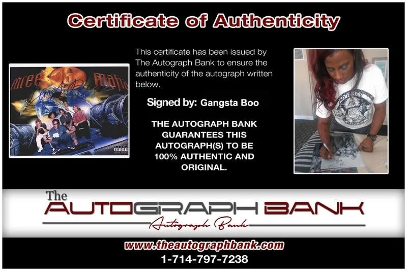 Gangsta Boo — Three Six Mafia Gangsta Boo signed rap 8x10 photo W/Certificate Autographed 0420, image 2