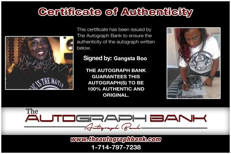 Gangsta Boo — Three Six Mafia Gangsta Boo signed rap 8x10 photo W/Certificate Autographed 0416, image 2