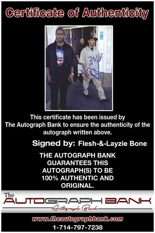 Flesh, Layzie Bone — Bone Thugs N Harmony Flesh Layzie signed rap 8x10 photo W/Cert Autograph (A0352), image 2