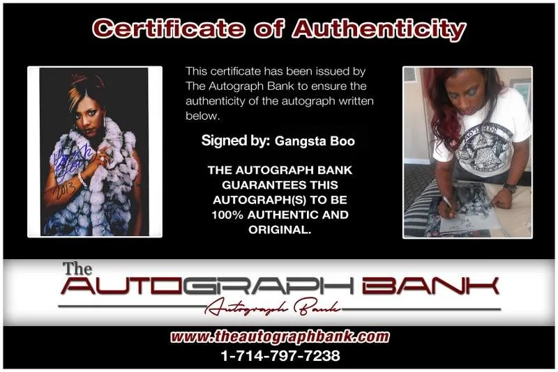 Gangsta Boo — Three Six Mafia Gangsta Boo signed rap 8x10 photo W/Certificate Autographed 0402, image 2