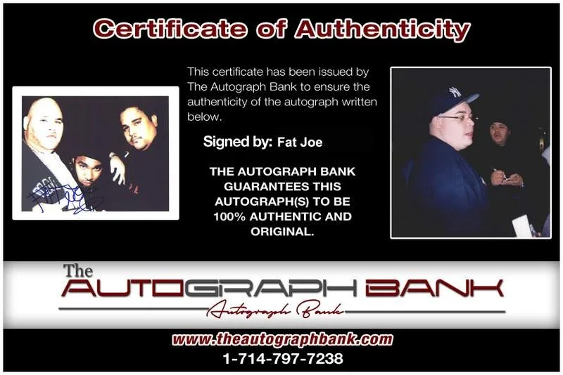 Fat Joe — Terror Squad Fat Joe signed rap 8x10 photo W/Certificate Autographed (A0330), изображение 2