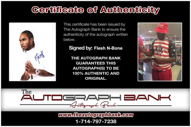 Flesh-N-Bone — BTNH Bone Thugs N Harmony Flesh signed rap 8x10 photo W/Cert Autograph (A0373), изображение 2