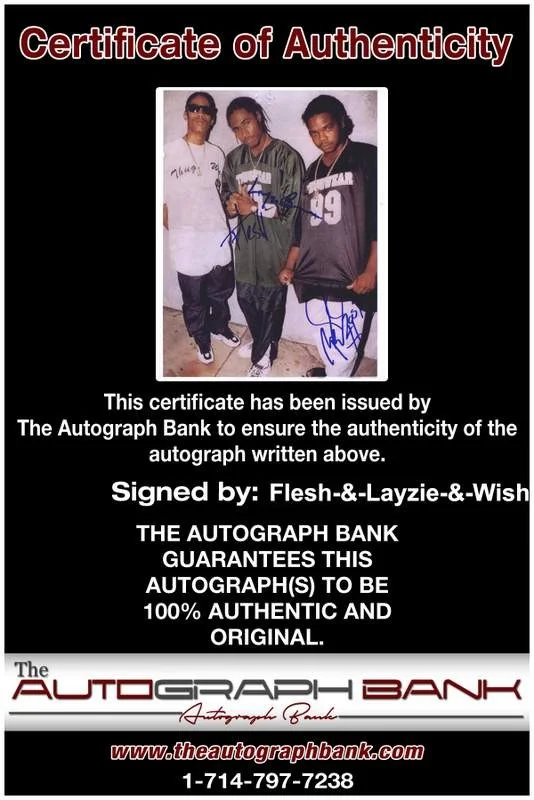 Flesh, Layzie, Wish Bone — Flesh Layzie Wish Bone thugs N Harmony signed rap 8x10 photo /Cert Autograph 349, изображение 2