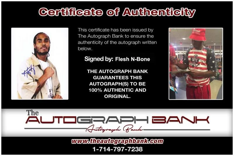 Flesh-N-Bone — BTNH Bone Thugs N Harmony Flesh signed rap 8x10 photo W/Cert Autograph (A0365), image 2