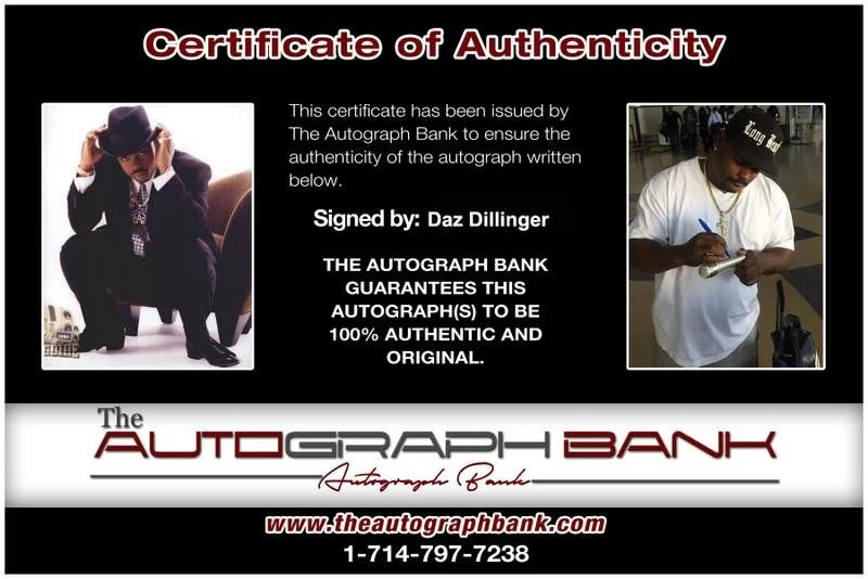 Daz Dillinger — Death Row Daz Dillinger authentic signed rap 8x10 photo W/Cert Autographed 221, изображение 2