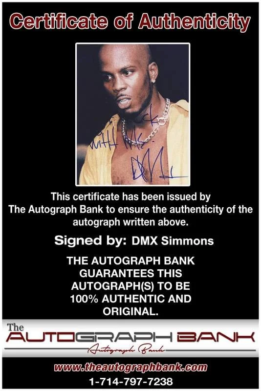 Dmx — Dmx Earl Simmons authentic signed rap 8x10 photo W/Certificate Autographed A0277, изображение 2