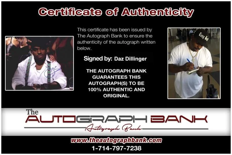 Daz Dillinger — Death Row Daz Dillinger authentic signed rap 8x10 photo W/Cert Autographed 214, изображение 2