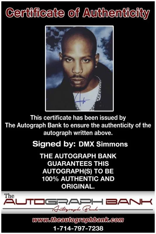 Dmx — Dmx Earl Simmons authentic signed rap 8x10 photo W/Certificate Autographed A0273, изображение 2
