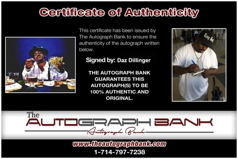 Daz Dillinger — Death Row Daz Dillinger authentic signed rap 8x10 photo W/Cert Autographed 213, изображение 2