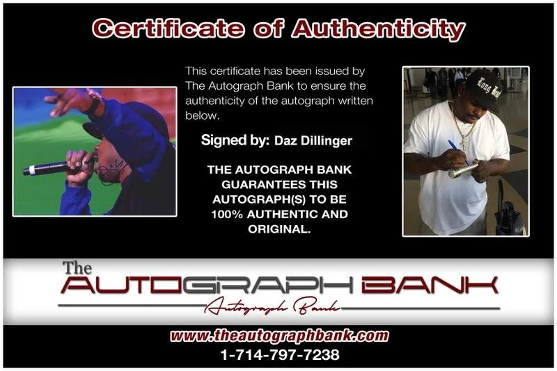 Daz Dillinger — Death Row Daz Dillinger authentic signed rap 8x10 photo W/Cert Autographed 231, изображение 2